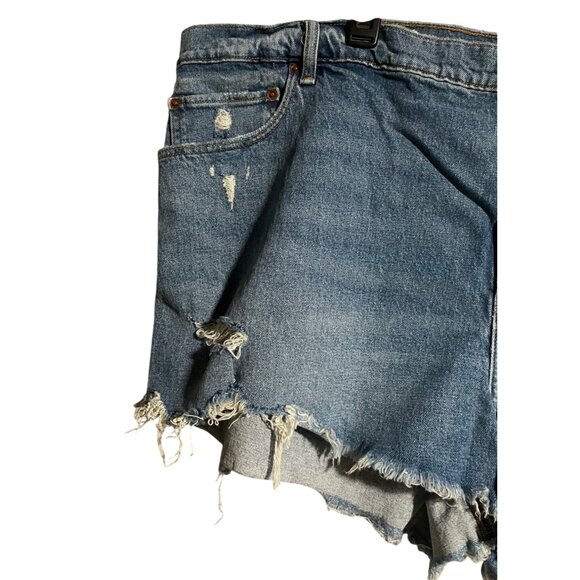 Abercrombie & Fitch The Mom Short High Rise Distressed Denim 24W Light Blue - Picture 5 of 10